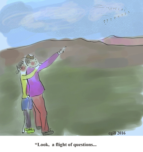 Cartoon: questions (medium) by cgill tagged questions,puzzles