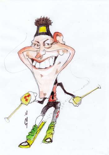 Cartoon: Ivica Kostelic (medium) by zed tagged ivica,kostelic,croatia,zagreb,sport,alpine,skiing,slalom,world,cup,champion,portrait,caricature