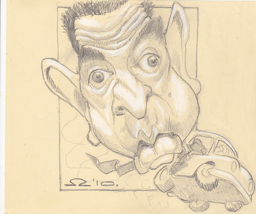 Cartoon: Mr Bean (medium) by zed tagged mr,bean,rowan,atkinson,london,great,britain,komedy,actor,artist,famous,people,portrait,caricature