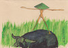 Cartoon: vietnamese girl (small) by zed tagged vietnam,bull,rice,hunger,global,warming,world