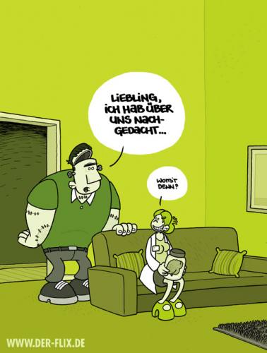 Cartoon: Nachdenken (medium) by Flix tagged frau,frankenstein,gehirn,nachdenken