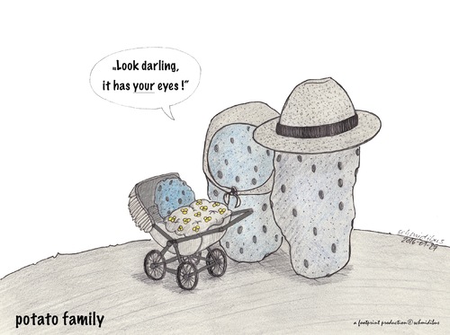Cartoon: potato family (medium) by schmidibus tagged potato,family,eyes,child,sweet,blue