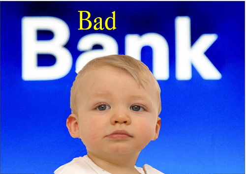 Cartoon: Bad Bank (medium) by Eisenbart tagged bank,kind,generation