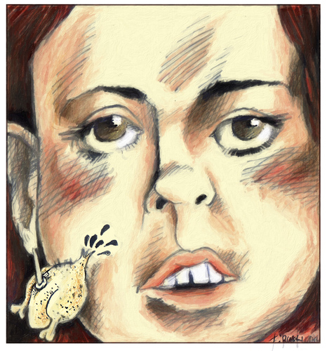 Cartoon: New earring (medium) by firuzkutal tagged earring,ear,chicken,firuz,kutal,youngster,teen,sarcasm,satire