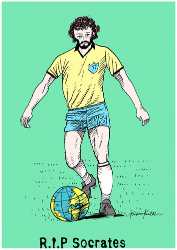 Cartoon: R.i.P Socrates (medium) by firuzkutal tagged brasil,socrates,football,soccer,worldcup,coma,firuz,kutal,rip