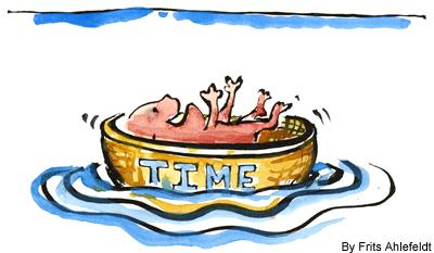 Cartoon: Time when you are a baby... (medium) by Frits Ahlefeldt tagged time,stress,management,plan,watch,philosophy,metaphor