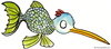 Cartoon: Half fish half fowl (small) by Frits Ahlefeldt tagged metaphor bird fish fowl hikingartist funny creature clon mutant