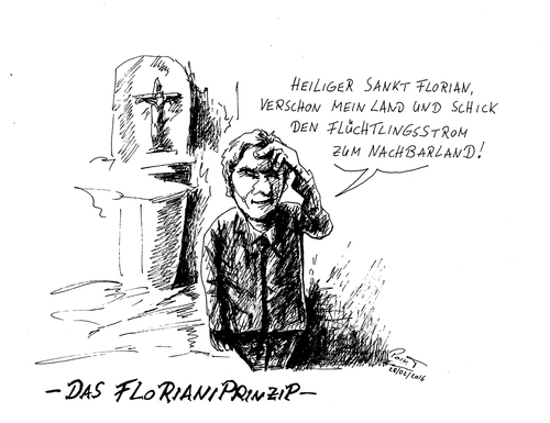 Cartoon: Das Florianiprinzip (medium) by Parallelallee tagged österreich,faymann,bundeskanzler,florianiprinzip,flüchtlingskrise,deutschland