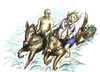 Cartoon: Erster Presseausritt (small) by Parallelallee tagged putin,depardieu,steuerflüchtling,russland,frankreich,russischer,pass