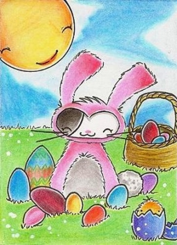 Cartoon: Kitty or Easterbunny (medium) by Metalbride tagged katze