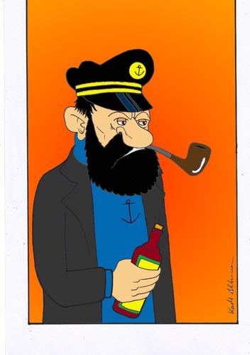 Cartoon: kapitän haddock (medium) by kader altunova tagged kapitän,haddock,tim,carlsen,coics