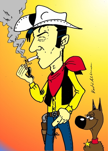 Cartoon: lucky luke (medium) by kader altunova tagged lucky,luke,red,kit