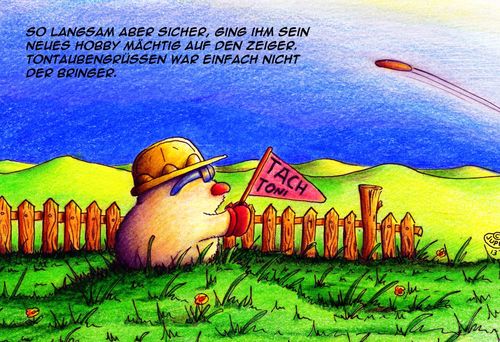 Cartoon: Maulwurf Tontaube (medium) by Jupp tagged maulwurf,mole,sport,cartoon,jupp,bomm,lustig,hobby,tontaube