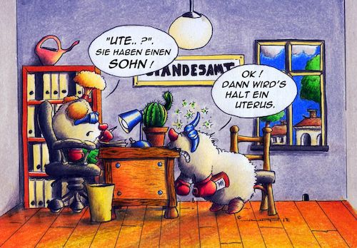 Cartoon: Ute (medium) by Jupp tagged jupp,maulwurf,geburt,namen