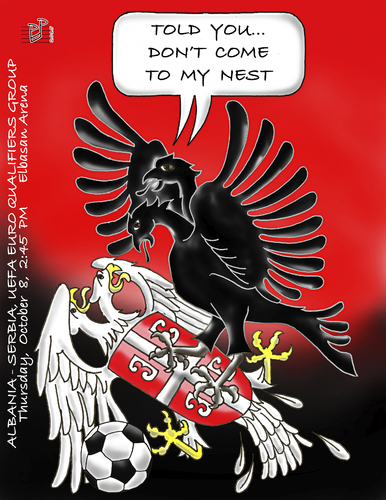 Cartoon: Eagles Nest (medium) by Paul Shkodrani tagged albania,serbia