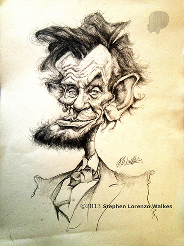 Cartoon: Abraham Lincoln (medium) by slwalkes tagged stephenlorenzowalkes,pencil,caricature,lincoln