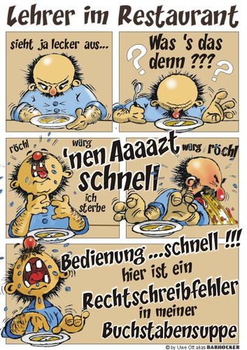 Cartoon: Lehrer im Restaurant (medium) by BARHOCKER tagged fehler,restaurant,lehrer
