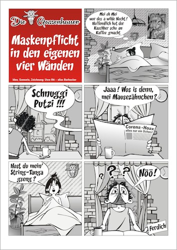 Cartoon: Maskenpflicht daheim (medium) by BARHOCKER tagged maskenpflicht