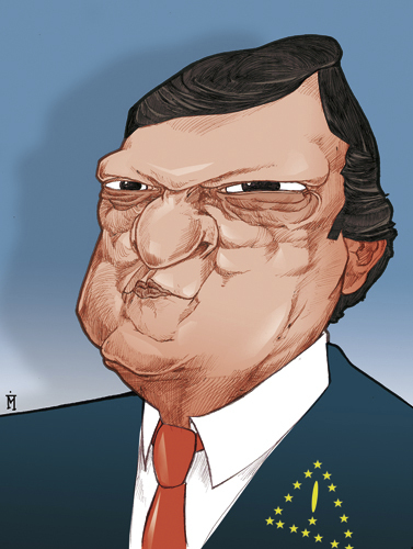 Cartoon: Jose Manuel Durao Barroso (medium) by Mattia Massolini tagged barroso,european,commission,euro,danger,debt,pubblic