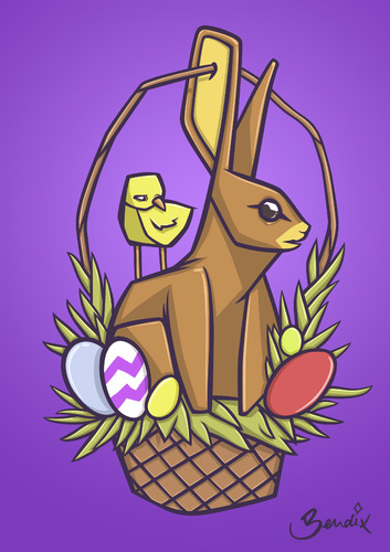 Cartoon: Easter Basket (medium) by Playa from the Hymalaya tagged easter,ostern,basket,korb,osterkorb,rabbit,bunny,hase,osterhase,egg,eggs,ei,eier,osterei,chick,feldgling,küken,holiday,feiertag,animal,animals,tier,tiere