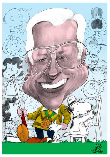 Cartoon: Charles M Schulz (medium) by tamer_youssef tagged charles,schulz,usa,cartoonist,cartoon,peanuts,caricature,pencil,art,sketch,illustration,graphic,tamer,youssef,egypt,drawing,snoopy
