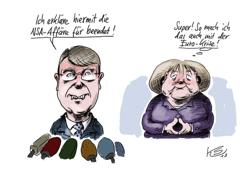 Cartoon: Beendet (medium) by Stuttmann tagged nsa,eurokrise,pofalla,merkel