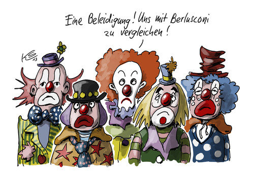 Cartoon: Beleidigt (medium) by Stuttmann tagged italien,wahl,steinbrück,clowns