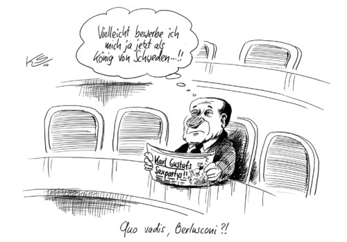 Cartoon: Berlusconi King of Sweden? (medium) by Stuttmann tagged berlusconi,carl,gustaf,schweden,sweden,italy,italien,sivlio berlusconi,schweden,karl gustaf,italien,sivlio,berlusconi,karl,gustaf