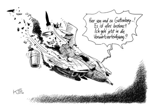 Cartoon: Bestens (medium) by Stuttmann tagged guttenberg,verteidigung,afghanistan,kundus,bombenangriff,guttenberg,verteidigung,afghanistan,kundus,bombenangriff,angriff,sicherheit,militär,krieg