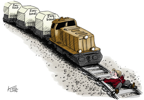 Cartoon: Blockade (medium) by Stuttmann tagged merkel,eurobonds,castortransporte
