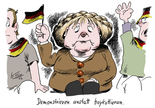 Cartoon: Demonstrieren (medium) by Stuttmann tagged timoschenko,ukraine,fußball,em