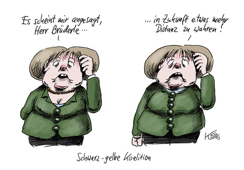 Cartoon: Distanz (medium) by Stuttmann tagged fdp,brüderle,herrenwitz,himmelreich,stern,sexismus,cdu,schwarzgelb,koalition