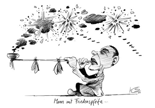 Cartoon: Friedenspfeife (medium) by Stuttmann tagged barack,obama,friedensnobelpreis,barack obama,friedensnobelpreis,nobelpreis,usa,präsident,auszeichnung,preis,friedenspfeife,barack,obama