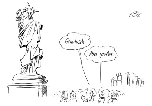 Cartoon: Griechisch (medium) by Stuttmann tagged griechisch,griechenland,finanzen,pleite,freiheitsstatue,griechisch,griechenland,finanzen,pleite,freiheitsstatue