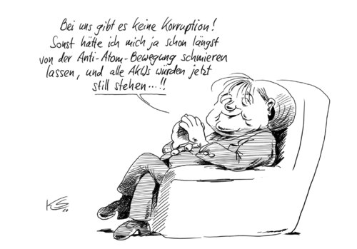 Cartoon: Korruption (medium) by Stuttmann tagged korruption,akw,atomkraft,merkel,korruption,akw,atomkraft,merkel