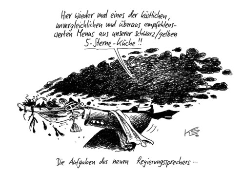 Cartoon: Menü (medium) by Stuttmann tagged regierungssprecher,steffen,seibert,koalition,schwarzgelb,steffen seibert,koalition,schwarzgelb,regierungssprecher,regierung,menü,steffen,seibert