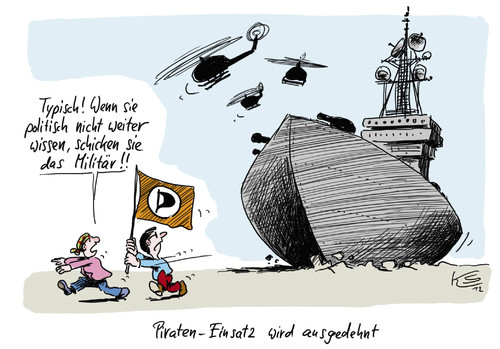 Cartoon: Piraten-Einsatz (medium) by Stuttmann tagged piratenpartei