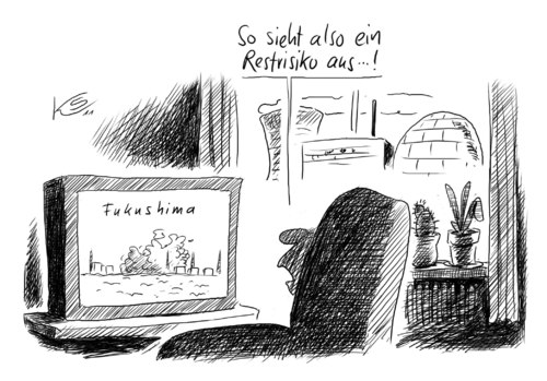 Cartoon: Restrisiko (medium) by Stuttmann tagged akw,atomkraft,fukushima,akw,atomkraft,fukushima,risiko,japan,katastrophe