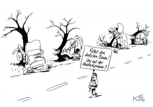 Cartoon: Rettet den deutschen Baum (medium) by Stuttmann tagged abwrackprämie,konjunkturpaket,autoindustrie,absatzflaute,wirtschaftskrise,rezession,abwrackprämie,prämie,baum,bäume,wald,konjunkturpaket,konjunktur,wirtschaft,autoindustrie,automobilindustrie,absatzflaute,auto,autos,rezession,finanzkrise