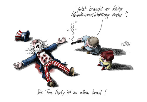 Cartoon: Shutdown (medium) by Stuttmann tagged tea,party,usa,shutdown,healthcare,obama,krankenversicherung