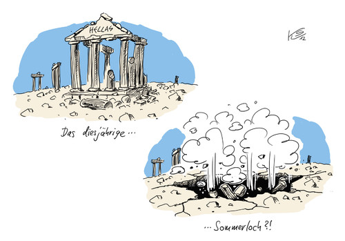 Cartoon: Sommerloch (medium) by Stuttmann tagged sommerloch,griechenland,eurozone