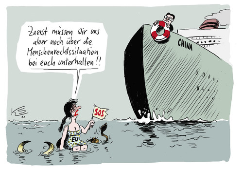 Cartoon: SOS (medium) by Stuttmann tagged china,menschenrechte,eurokrise