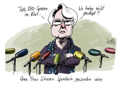 Cartoon: Sportlerin (medium) by Stuttmann tagged annette,schavan,bildungsministerin,cdu,plagiat,doktortitel