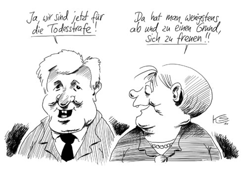 Cartoon: Todesstrafe (medium) by Stuttmann tagged todestrafe,merkel,todestrafe,merkel
