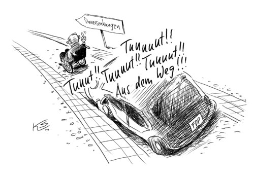 Cartoon: Tuuut (medium) by Stuttmann tagged steuersenkung,steuer,steuersenkung,steuer