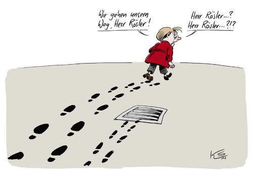 Cartoon: Unser Weg (medium) by Stuttmann tagged rösler,merkel,koalition,fdp,cdu