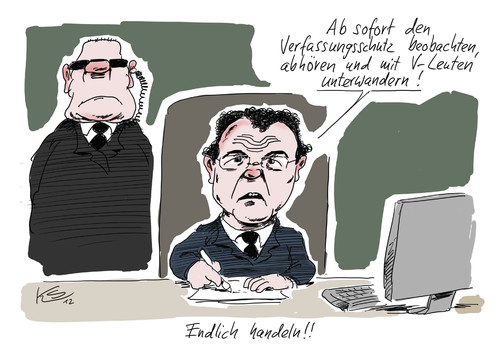 Cartoon: Unterwandern... (medium) by Stuttmann tagged verfassungsschutz,friedrich,csu