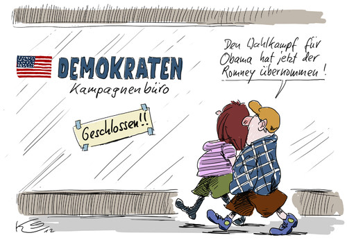 Cartoon: Wahlkampf (medium) by Stuttmann tagged obama,mitt,romney,us,campaign,candidate,demokraten,republikaner,usa,election,wahlen,präsident