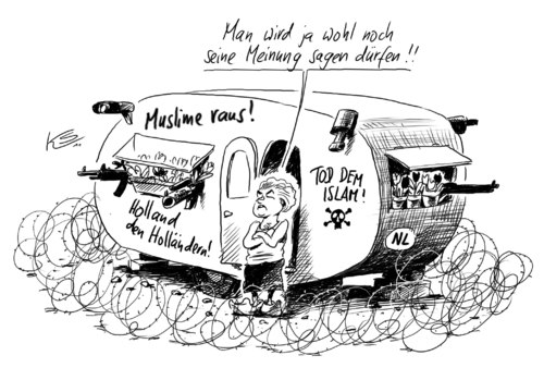 Cartoon: Wohnwagen (medium) by Stuttmann tagged wohwagen,muslime,islam,holland,ausländerfeindlich,wohwagen,muslime,islam,holland,ausländerfeindlich