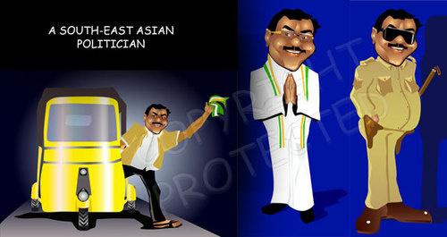 Cartoon: Indian Politician (medium) by remyfrancis tagged politician,south,east,asian,indian